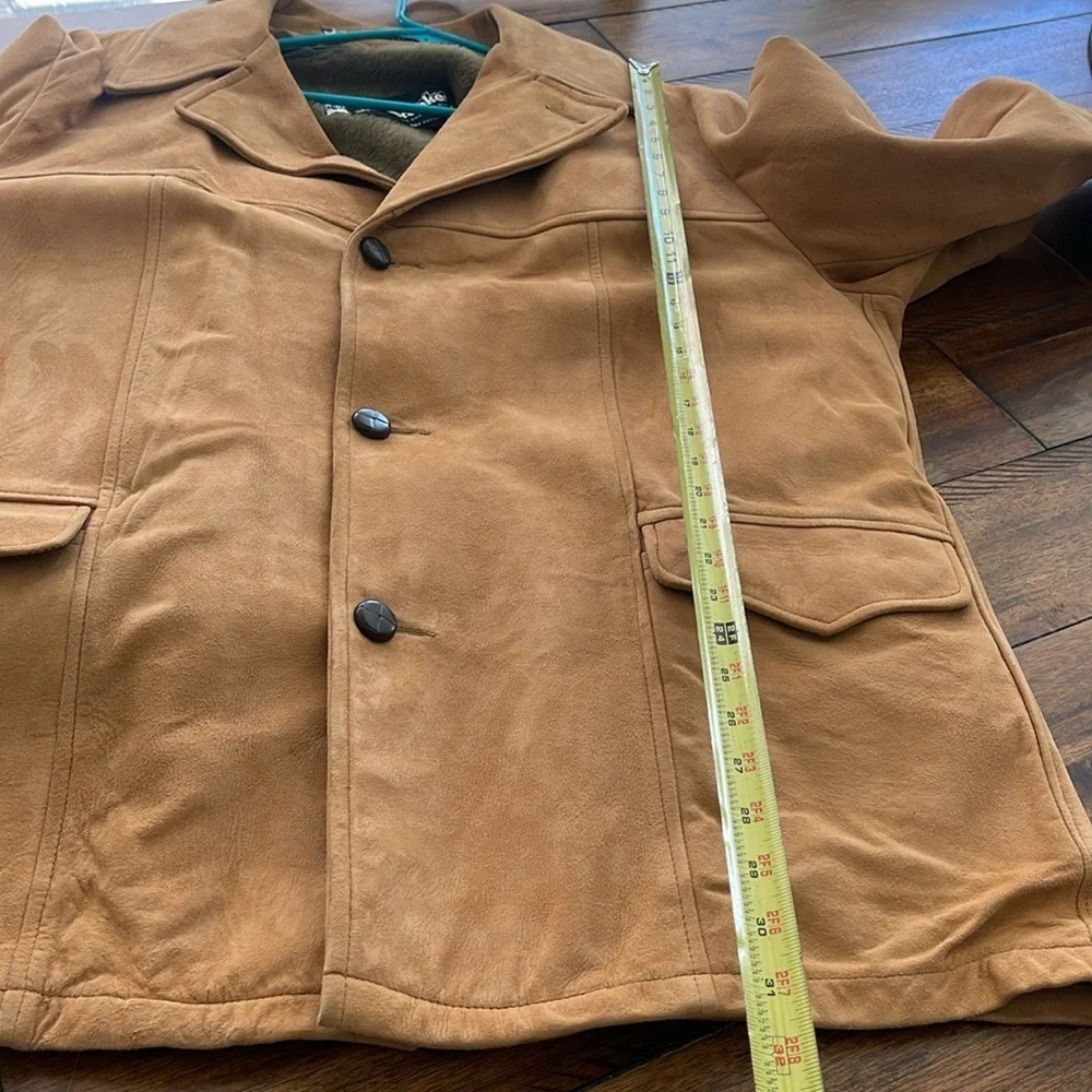 Vtg Windbreaker Van Heusen Heavy Soft Leather Jacket Vest Camel tan 48 J Keisman